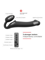 Double Gode Vibrant L 3 Moteurs Strap-on-Me Noir Moteurs