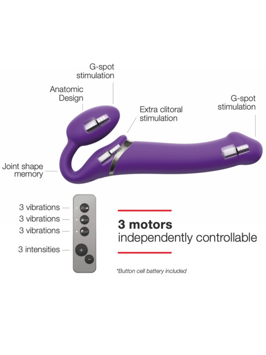 Double Gode Vibrant L 3 Moteurs Strap-on-Me Violet Moteurs