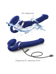 Multi Orgasm S Double Gode Vibrant 3 Moteurs Strap-on-Me Bleu
