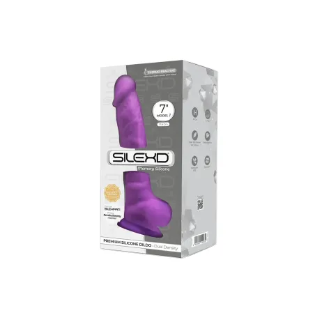 Gode Réaliste Violet Double Densité avec Testicules Modèle 1 17.6 cm