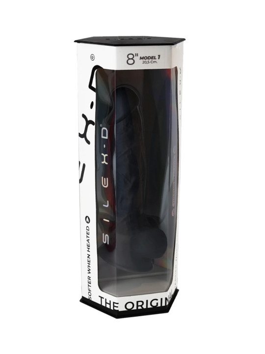 Gode Réaliste Noir Modèle 1 20 cm Double Densité avec Testicules