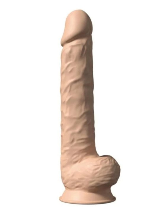 Gode Réaliste XXL avec Testicules Modèle 1 38 cm Beige Clair SilexD
