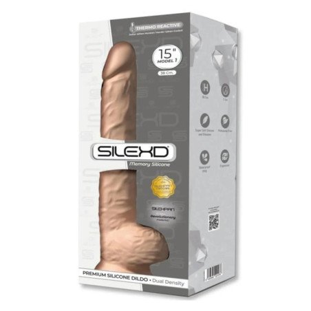 Gode Réaliste XXL avec Testicules Modèle 1 38 cm Beige Clair SilexD