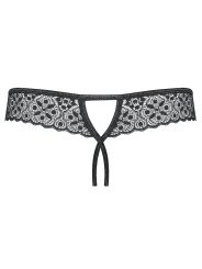Shibu String Ouvert en Dentelle Noire Obsessive Lingerie