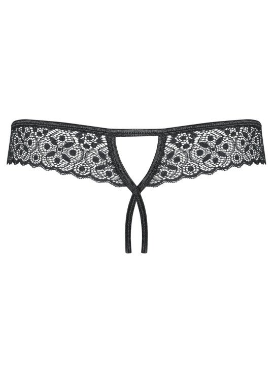 Shibu String Ouvert en Dentelle Noire Obsessive Lingerie