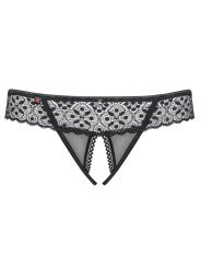 Shibu String Ouvert en Dentelle Noire Obsessive Lingerie