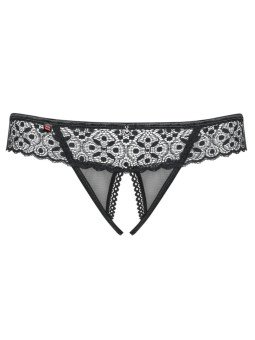Shibu String Ouvert en Dentelle Noire Obsessive Lingerie