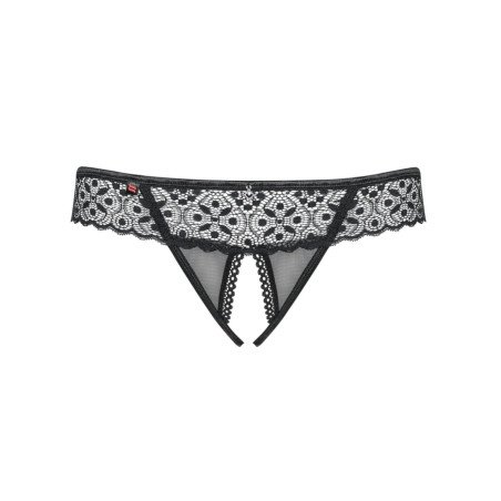 Shibu String Ouvert en Dentelle Noire Obsessive Lingerie