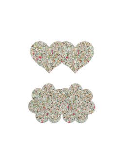 Cache Tétons à Paillettes Phosphorescentes Coeur et Fleur 2 Paires