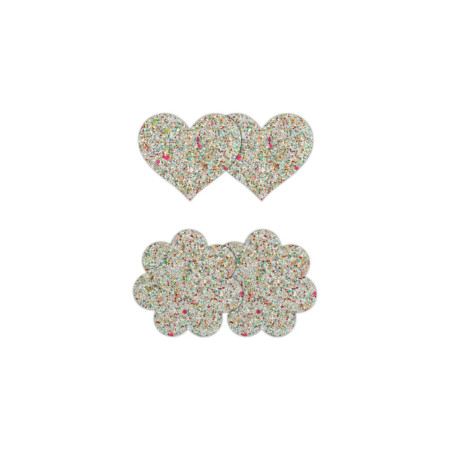 Cache Tétons à Paillettes Phosphorescentes Coeur et Fleur 2 Paires