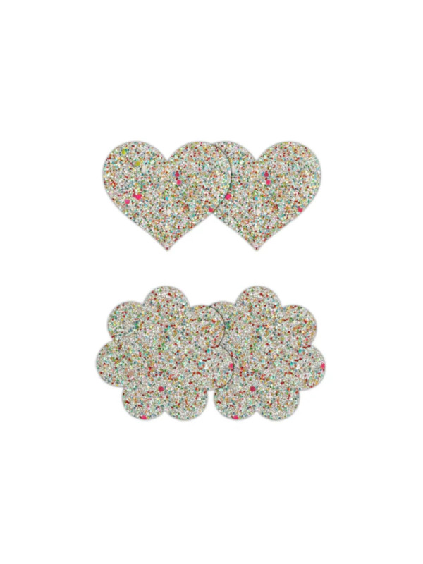 Cache Tétons à Paillettes Phosphorescentes Coeur et Fleur 2 Paires