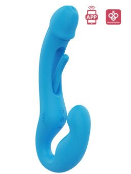 Harmony Duo Bleu Double Vibromasseur Strap-on Connecté Honey Play Box