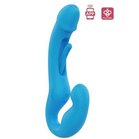 Harmony Duo Bleu Double Vibromasseur Strap-on Connecté Honey Play Box