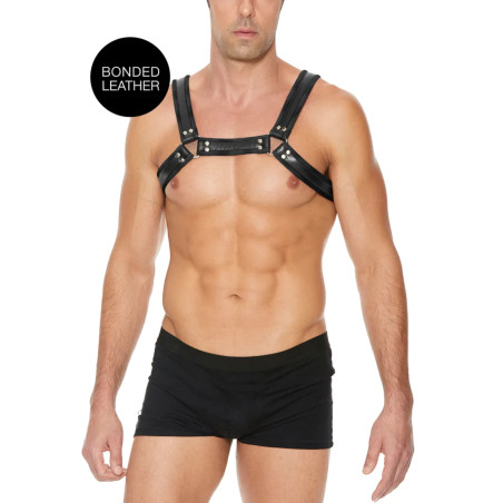 Harnais Chest Buckle Bulldog en Cuir Noir Ouch!