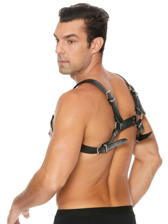 Harnais Chest Buckle Bulldog en Cuir Noir Ouch!