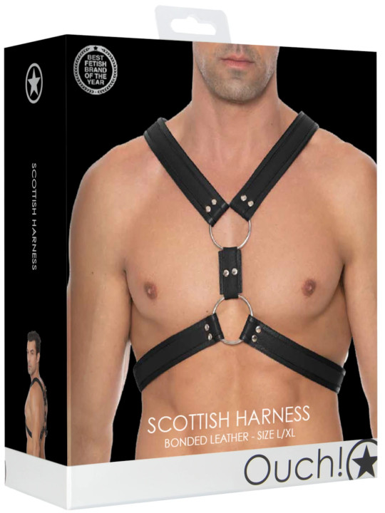 Harnais Scottish en Cuir Noir Ouch!