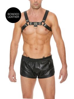 Harnais Bulldog avec Anneau en Cuir Noir Ouch!