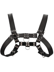 Harnais Bulldog avec Anneau en Cuir Noir Ouch!
