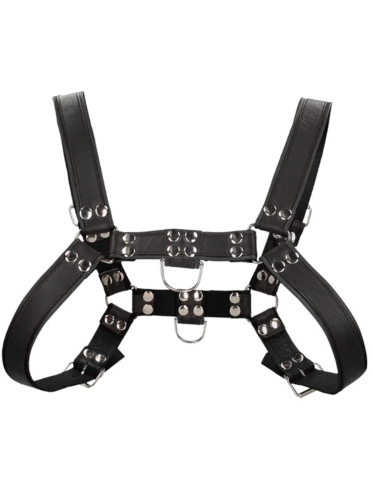 Harnais Bulldog avec Anneau en Cuir Noir Ouch!