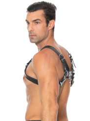 Harnais Bulldog avec Anneau en Cuir Noir Ouch!