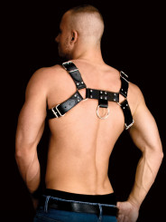 Harnais Bulldog Costas en Simili Cuir Noir Ouch!