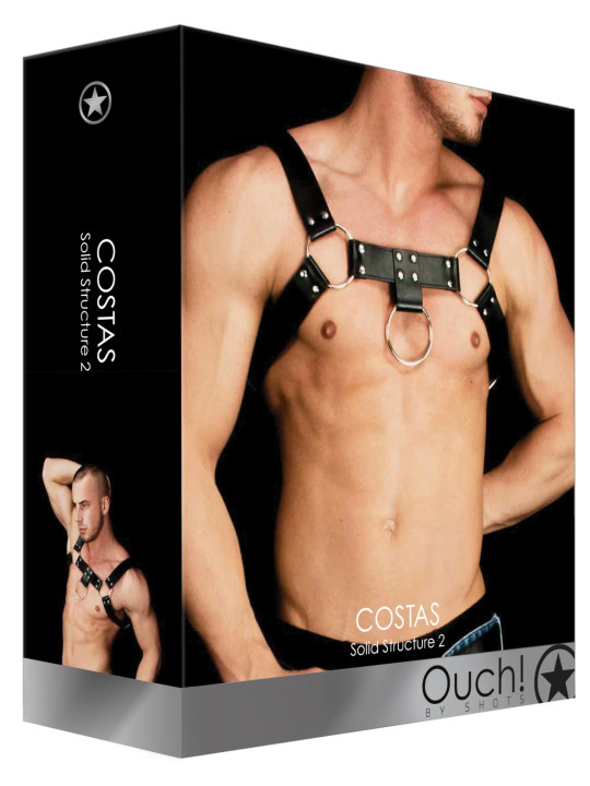 Harnais Bulldog Costas en Simili Cuir Noir Ouch!