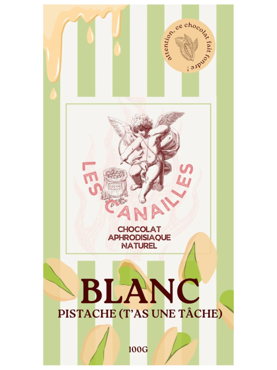 Tablette Chocolat Aphrodisiaque Blanc Pistache Les Canailles
