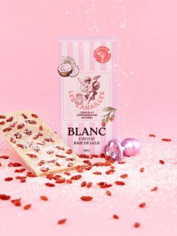 Tablette Chocolat Blanc Aphrodisiaque Coco et Baies de Goji Les Canailles