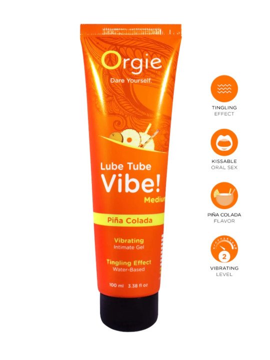 Lube Tube Vibe Pina Colada Lubrifiant Vibrant Comestible Orgie