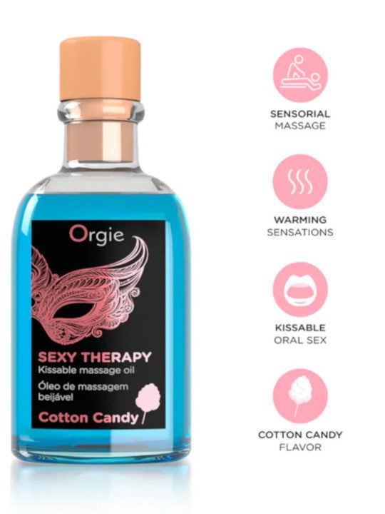 Sexy Therapy Kit Massage Gourmand et Chauffant Barbe à Papa Orgie