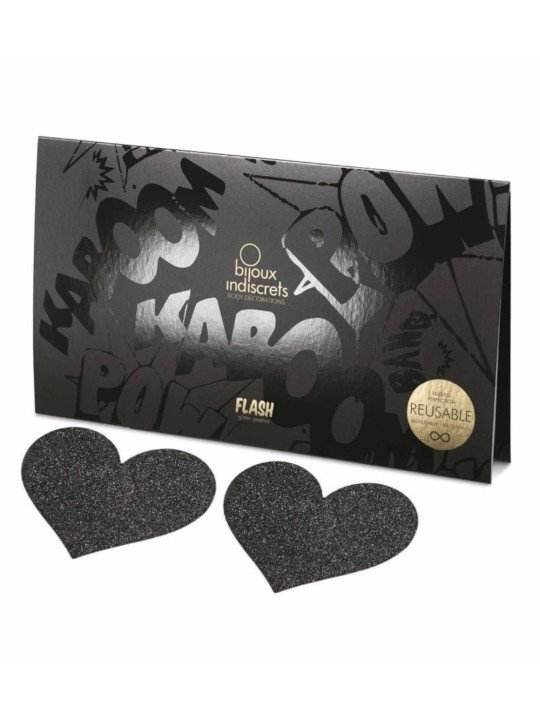 Flash Coeur Noir Cache Tétons Bijoux Indiscrets