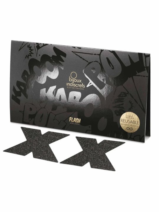 Flash Croix Noir Cache Tétons Bijoux Indiscrets