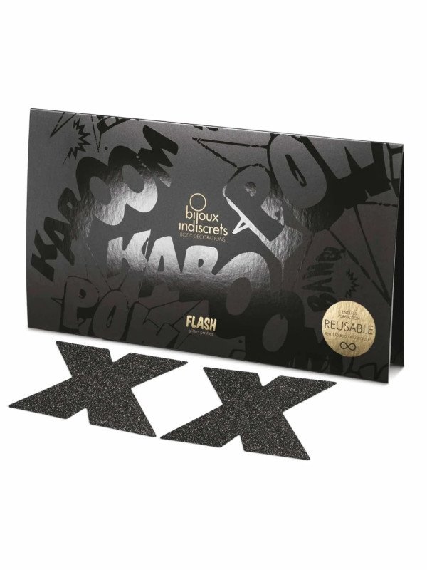 Flash Croix Noir Cache Tétons Bijoux Indiscrets