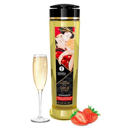 Huile de Massage Erotique Shunga Romance Vin pétillant Fraise