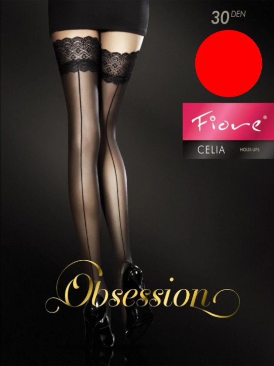 Celia Bas Couture Auto-fixants Rouge 30 Deniers Fiore