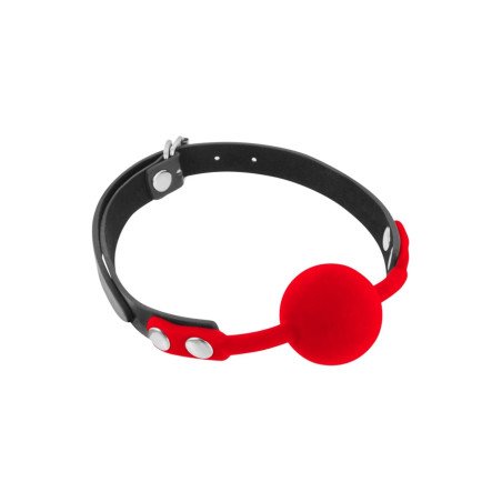Bâillon Boule en Silicone Noir et Rouge Fetish Tentation
