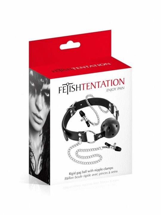 Baillon Boule Percée et Pinces Tétons BDSM Fetish Tentation | La Clef des Charmes