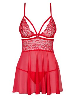 Nuisette Babydoll en Dentelle Rouge 838-BAB-3