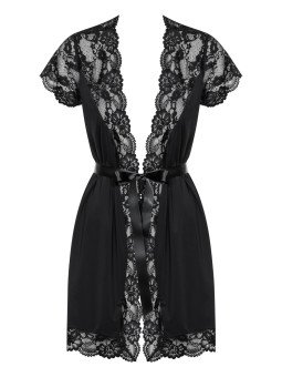 Peignoir Lycra et Dentelle noir 810-PEI-1