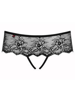 Merossa Tanga Ouvert en Dentelle avec Bijou strass