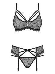 Ensemble 3 Pièces en Dentelle Noire 818-SEG-1