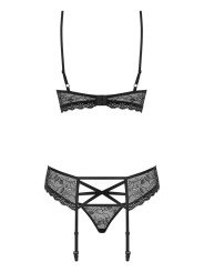 Ensemble 3 Pièces en Dentelle Noire 818-SEG-1