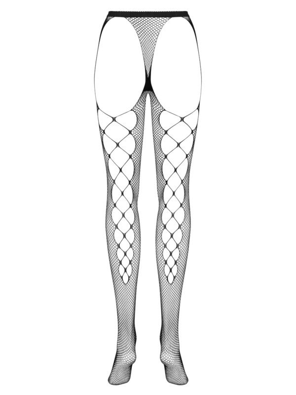 Collant Ouvert sur les Fesses en Résille Noire S233