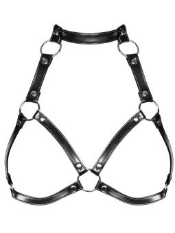 Harnais Soutien-Gorge en Simili Cuir Noir A740