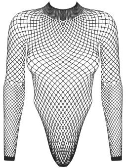 Body Manches Longues en Large Résille Noire B125