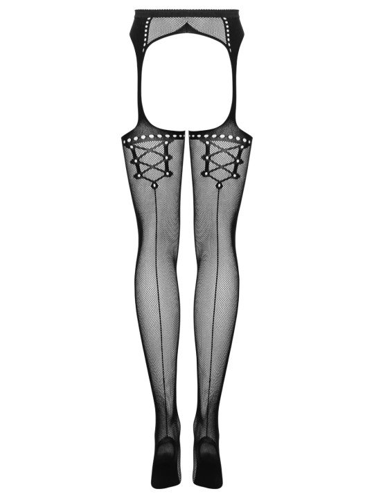 Collant Porte-jarretelles Effet Couture en Résille S314