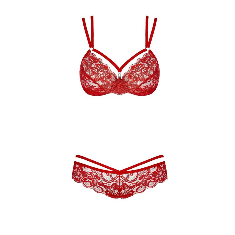 Obsessive, Ensemble en dentelle Rouge 860-SET-3. La Clef des Charmes