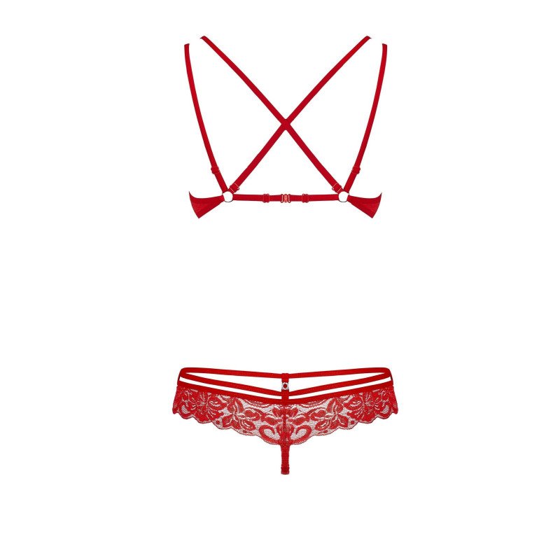 Obsessive, Ensemble en dentelle Rouge 860-SET-3. La Clef des Charmes