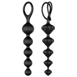 SATISFYER LOVE BEADS BLACK Coffret 2 Chapelets noir plaisir anal La Clef des Charmes.
