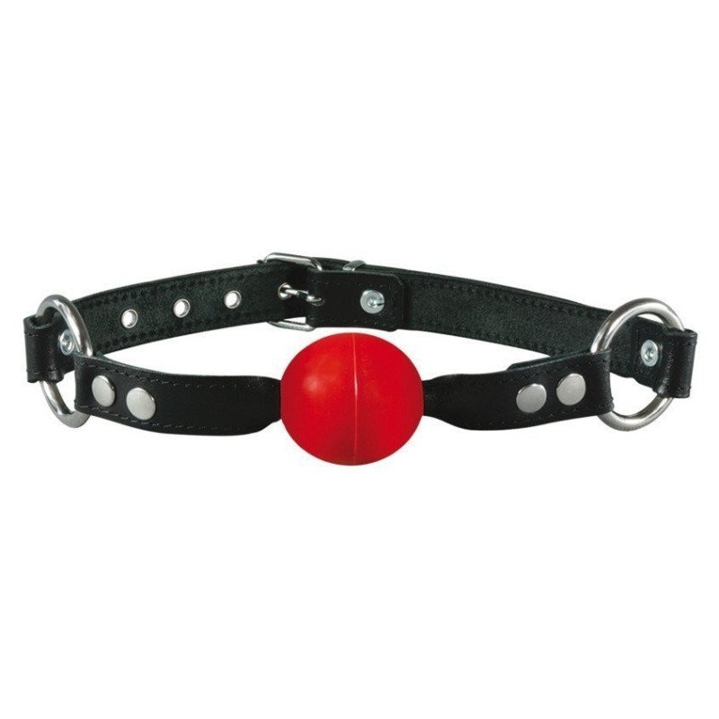 RED GAG BALL- Bâillon Rouge et Noir en Cuir